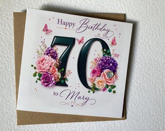 Personalised 70th Birthday Card, Sixtieth Card