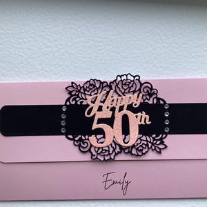 Personalised 50th Birthday Card, Fiftieth Card CARD +WALLET