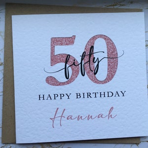 Personalised 50th Birthday Card, Fiftieth Card CARD ONLY