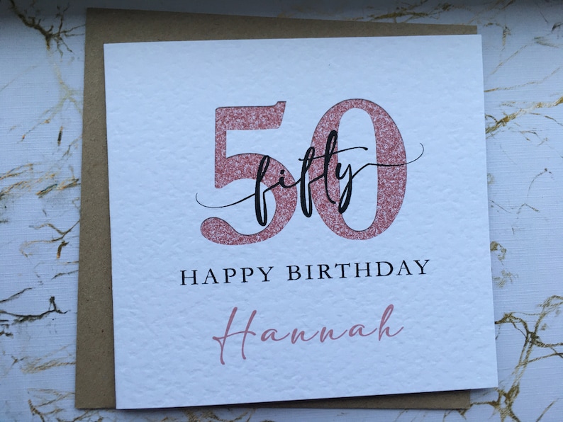 Personalised 50th Birthday Card, Fiftieth Card CARD ONLY