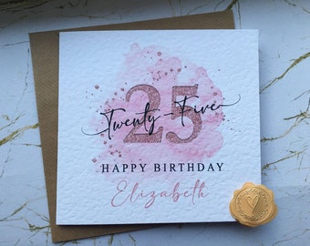 Personalized 25th Birthday Card: Elegant Twenty-Fifth Design