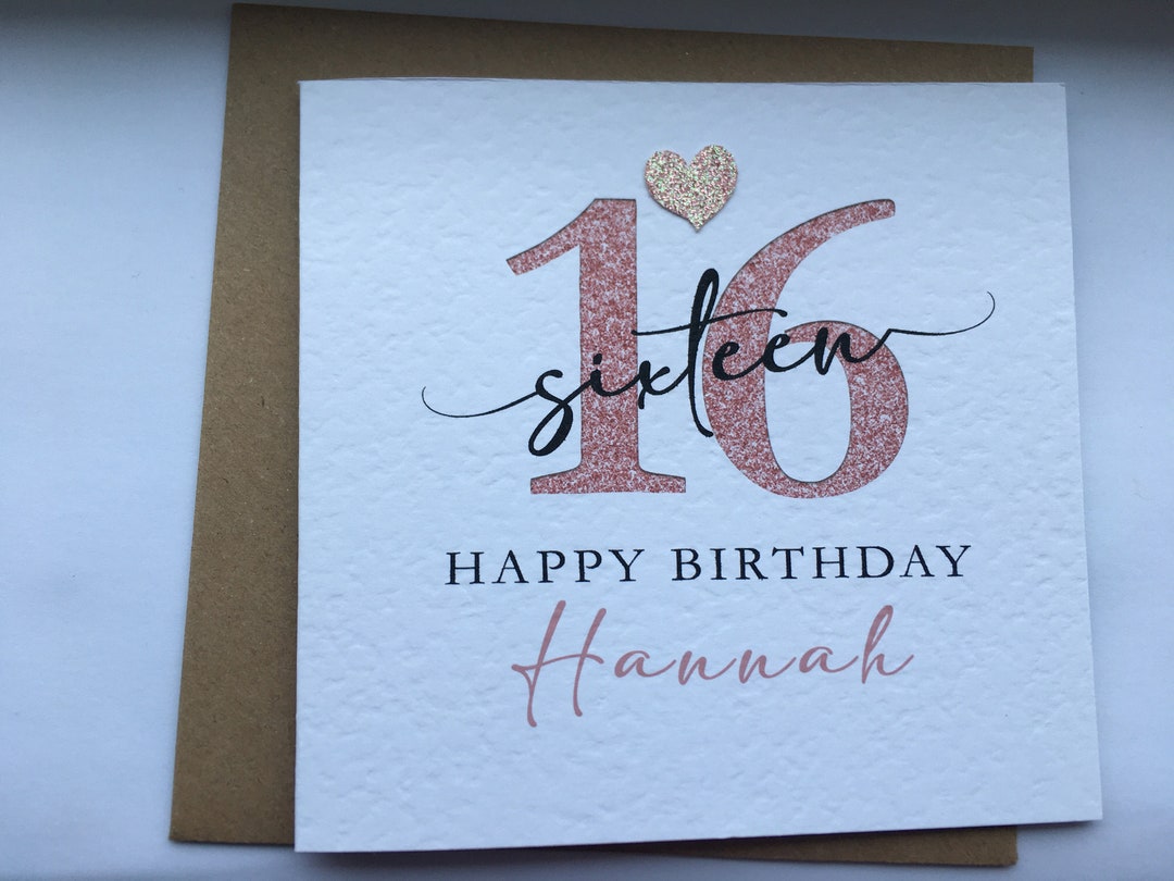 Personalised 16th Birthday Card, Sixteenth Birthday Card - Etsy UK