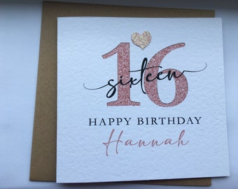 Personalised 16th Birthday Card, Sixteenth Birthday Card