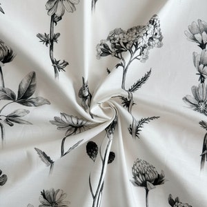 Cotton Linen Fabric | Meadow flowers Leenane | Wild Flowers | Eco-print | Floral print fabric | Floral cotton fabric