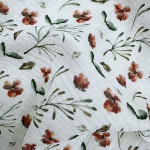 Floral double gauze fabric | Double gauze fabric | Floral print fabric | Floral cotton fabric | Delicate Meadow Flower Print