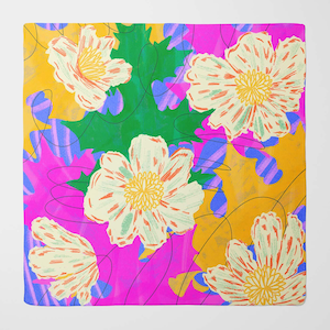 Foulard en soie fleuri lumineux - Rose | carré de luxe pour femme | Emballez dans des motifs imprimés uniques | Cadeau pour une femme