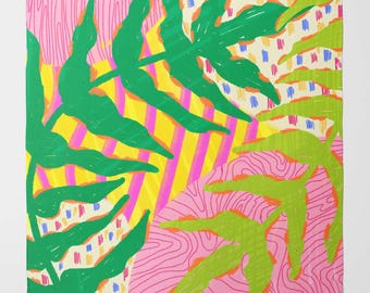 Hand Drawn Leaves Silk Scarf | Luxury Square Wrap