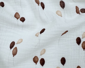 Balloons double gauze fabric | Double gauze fabric | Cotton fabric | Delicate baby fabric | Muslin cotton | Balloons print