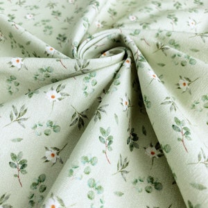 Cotton Jersey | Cotton knit fabric | Eco Friendly Single Jersey | Children's Print: White flowers on green