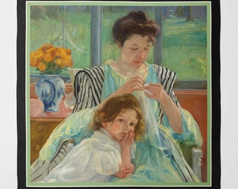 Mary Cassatt Silk Scarf | 'Young Mother Sewing' Art Print