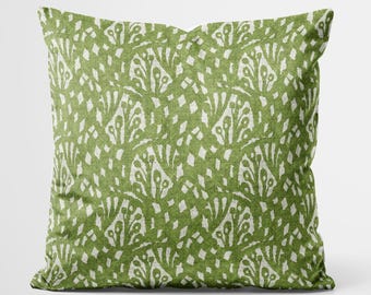 Forest Green Leaf Print Pillowcase – Botanical Cushion Cover, Nature-Inspired Decor, Rustic Home Accent, Linen Throw Pillow, Custom made