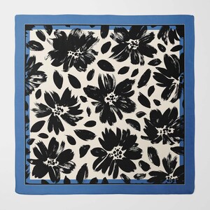 Brush painted flower silk scarf | Luxury Square Scarf for Women | Wrap in Unique Printed Designs | Gift for a woman