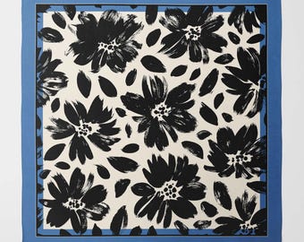 Brush Painted Floral Silk Scarf | Luxury Square Wrap