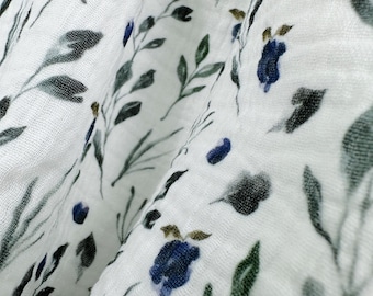 Floral double gauze fabric | Double gauze fabric | Floral print fabric | Floral cotton fabric | Delicate Meadow Flower Print | Muslin cotton