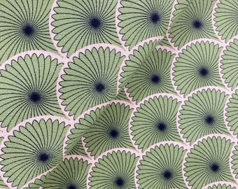 Art Deco Baumwollstoff | Öko-Druck | Bio-Baumwolle Canvas Stoff | Art Deco Geometrisches Muster | Grünes Textil