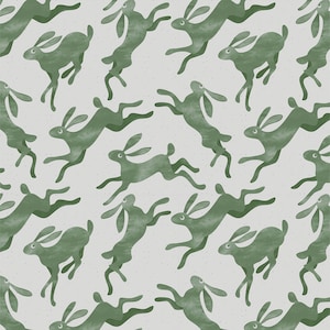 Green bunnies on light fabric - Cotton Jersey Knit