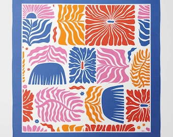 Bold Decorative Floral Silk Scarf | Luxury Square Scarf for Women | Wrap in Unique Printed Designs | Gift for a woman