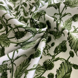 Floral print fabric | Floral cotton fabric | Eco-print | Green Botanical Clover Print | Cotton Twill Fabric | Natural fabric
