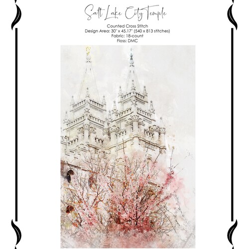 Salt Lake City Temple Cross Stitch Pattern LDS Temple Cross Etsy