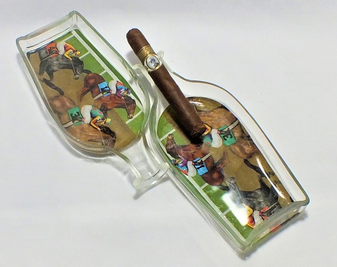 Kentucky Derby Ashtray (1) From Elijah Craig Small Batch Bourbon Bottle - Nuts Bowl - Jewelry box - Catch it all - Ash tray - Hand-Decorated