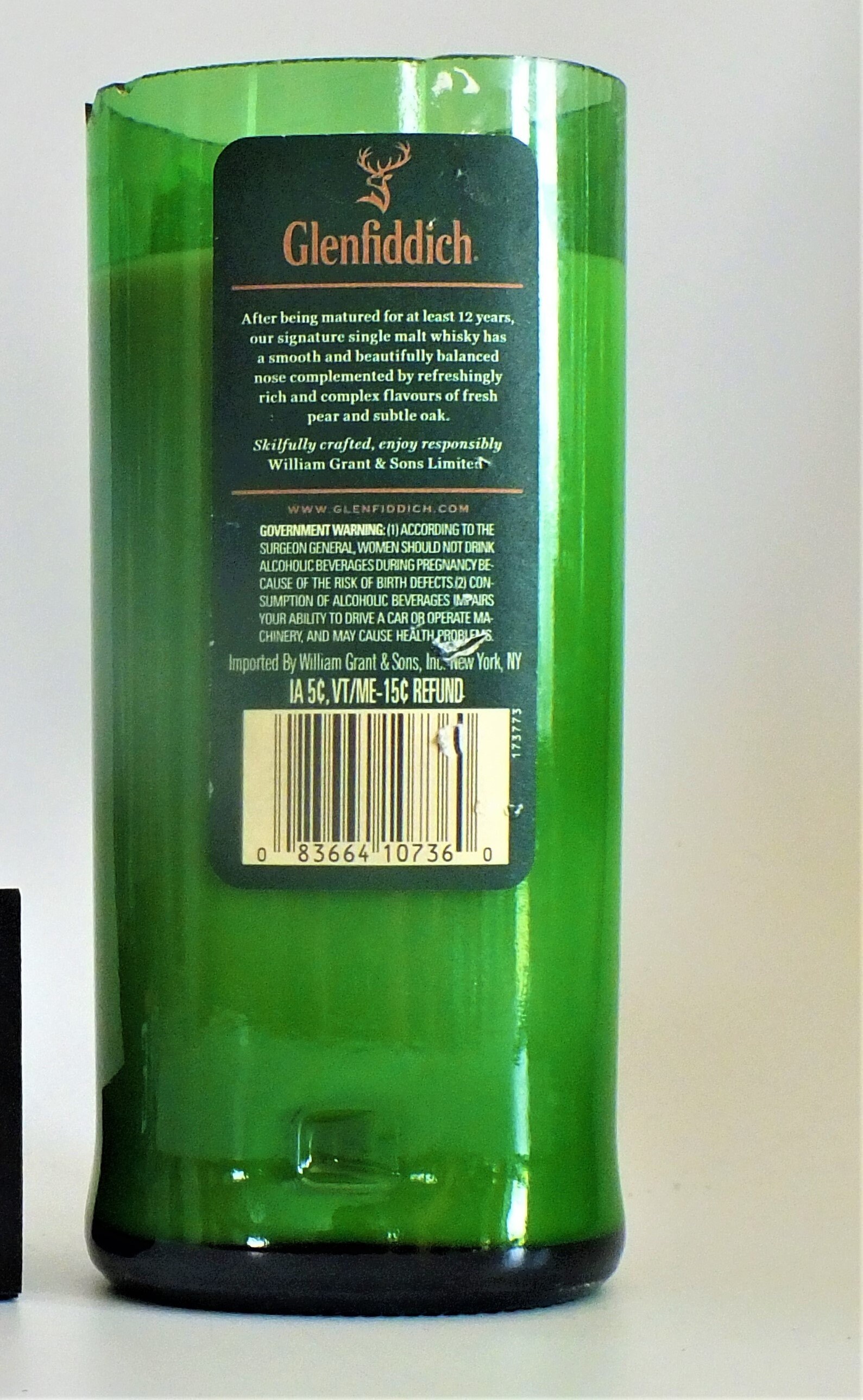 Glenfiddich Single Malt Scotch Whisky Empty Cut Liquor Bottle