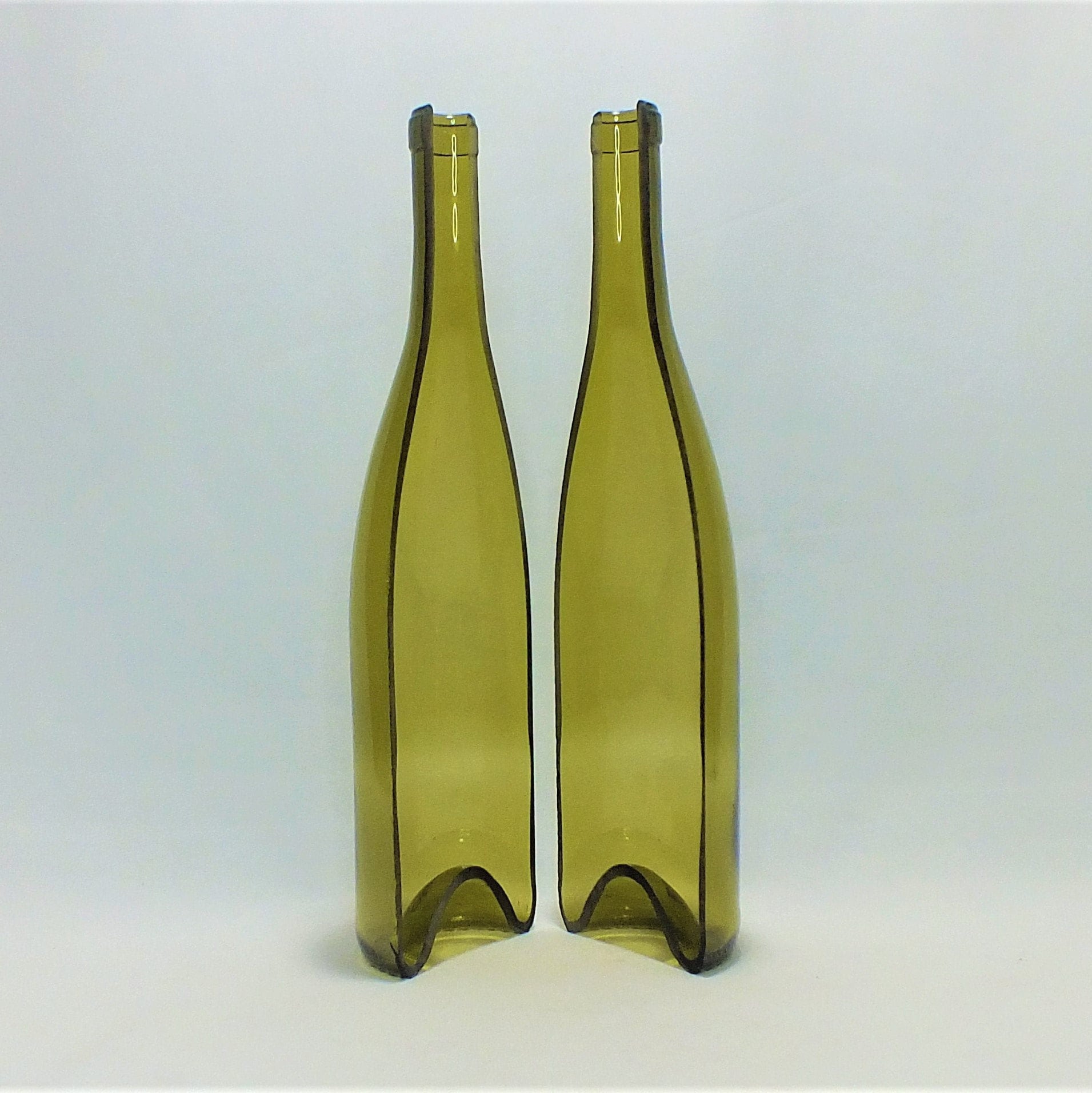 Cut In Half Bottle Green Yellow Blue Wine Bottle Art Etsy