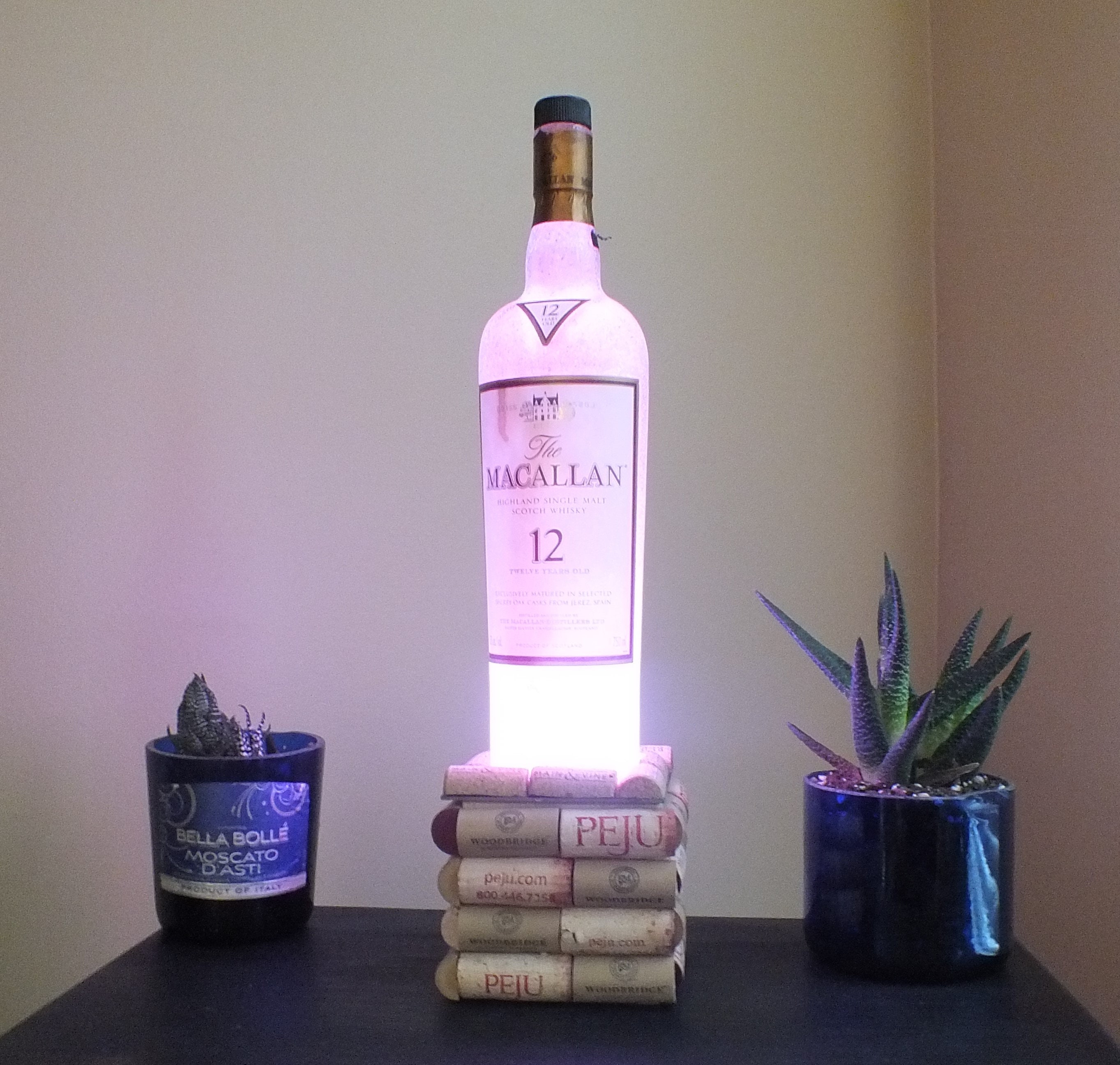 The Macallan 12 Single Malt Scotch Whisky Empty Liquor Bottle Lamp 16 Color Changing Light Rgb Led Remote Controlled Glass Bottle Whiskey