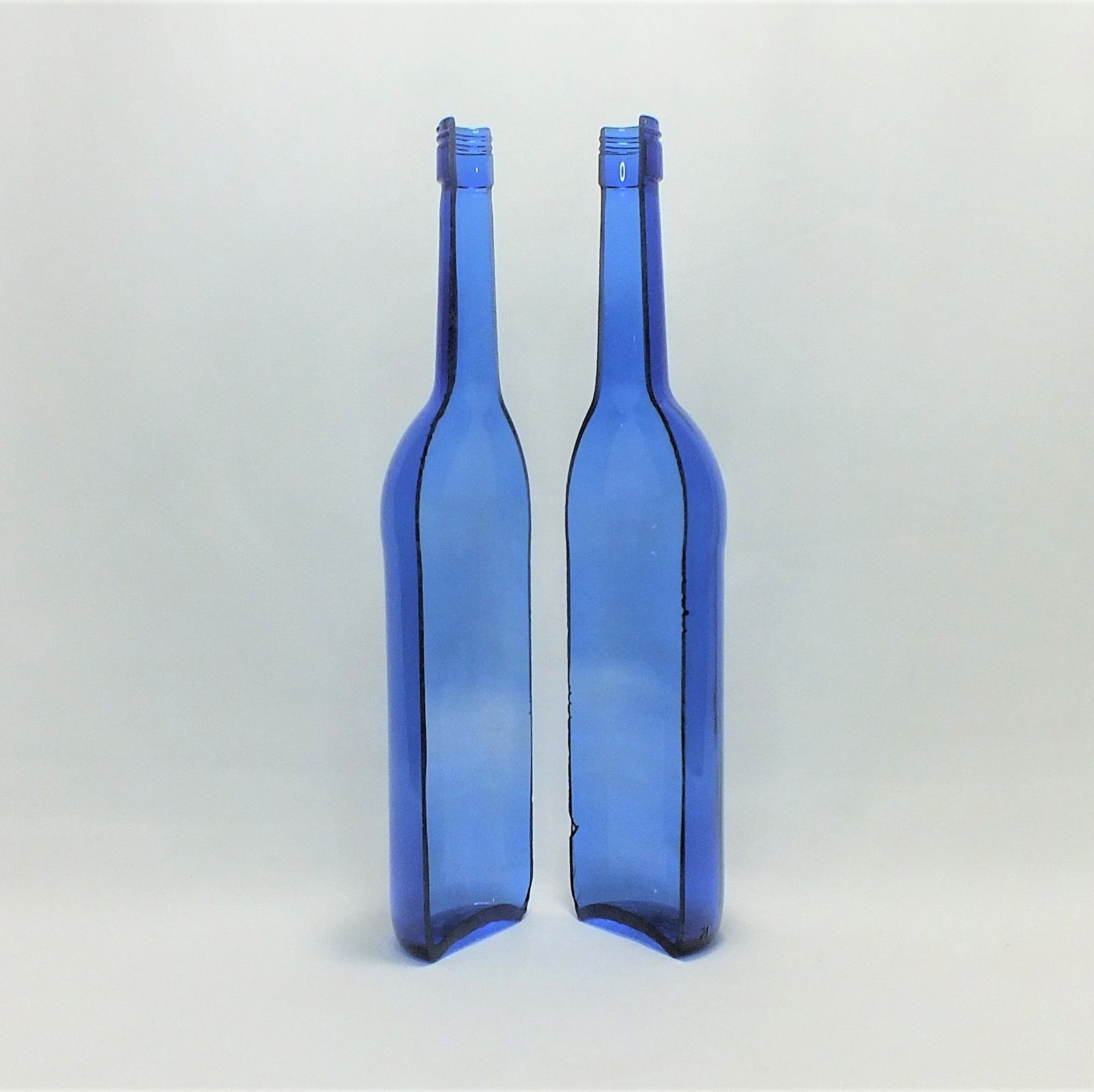 Cut In Half Bottle Green Yellow Blue Wine Bottle Art Etsy