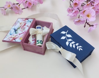 Money gift box, money gift for graduation, money gift holder, cash gift box, velvet gift box, birthday gift for daughter from mom