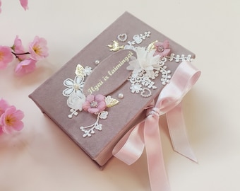 Personalized gift box empty, velvet gift box, wedding gift for bride and groom, small gift box for wedding, small wedding card box