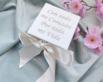 white ring box for wedding ceremony, ring holder, wedding velvet ring box, ring bearer box, personalized ring box for two rings