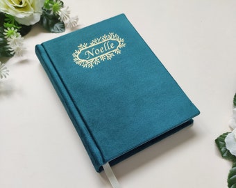 Personalised journal for quotes, Handbound hardcover journal, college student gift, custom velvet notebook, travelers notebook, writer gifts