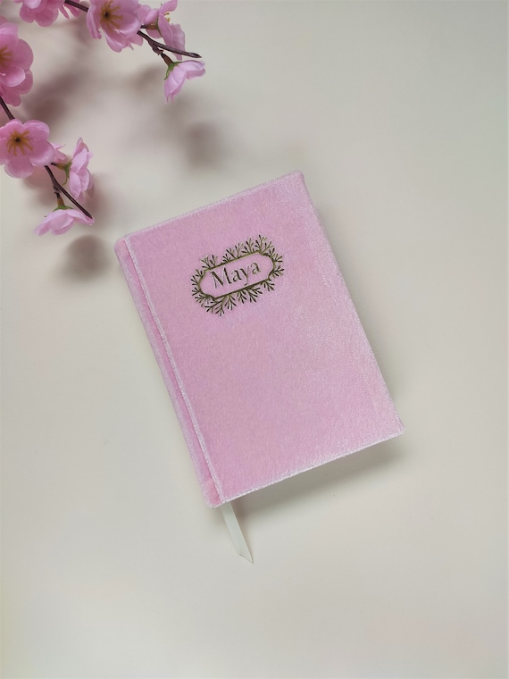 Custom velvet notebook, personalized diary for girls, dream journal, minimal notebook, self care gift for women, 13th birthday girl gifts