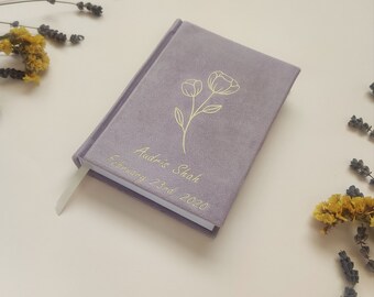A6 format journal notebook personalized, notebook for quotes, velvet notebook, notebook with fabric cover, unique gift for women friends