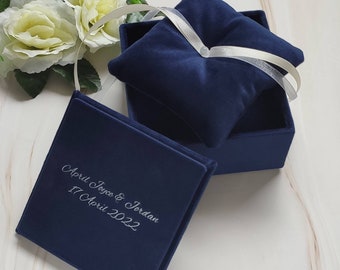 Personalized ring box for wedding rings, ring bearer box, ring bearer pillow, unique engagement gifts for couple, wedding keepsake box