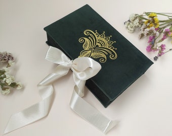 Wedding photo box, USB box, 4x6 photo box, keepsake photo box with mandala ornament