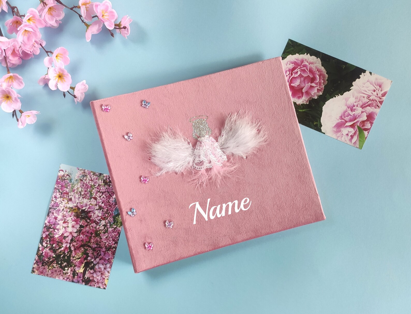 Baby Memory Book, Baby Photo Album, Velvet Photo Album With Girl Angel