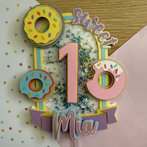 Donut Cake Topper: Sprinkles, Two Sweet Birthday Decor