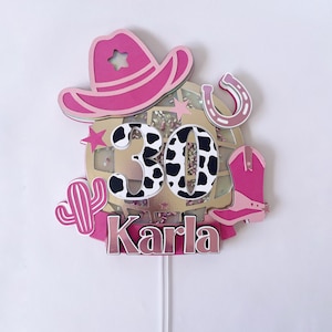 Cowgirl Shaker Cake Topper: Pink Rodeo Birthday Party Decor
