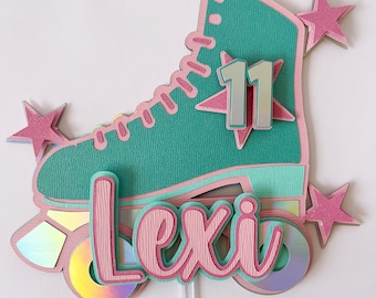 Roller skate birthday party, roller skating party, skating birthday cake topper, retro party, skates theme party, stars, disco party