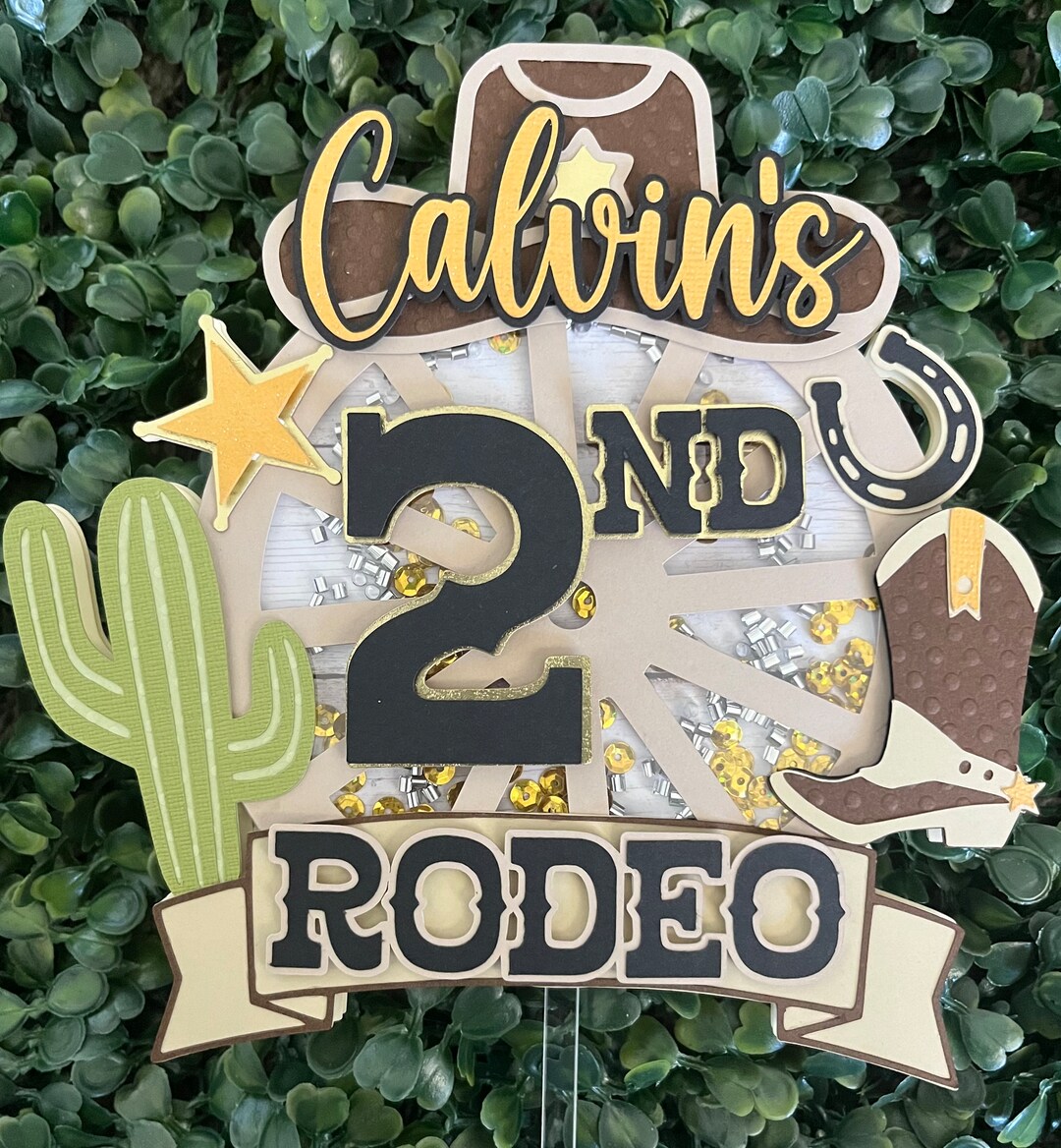 Rodeo 2nd Birthday Cake Topper: Custom Cowboy Party Decor - Etsy