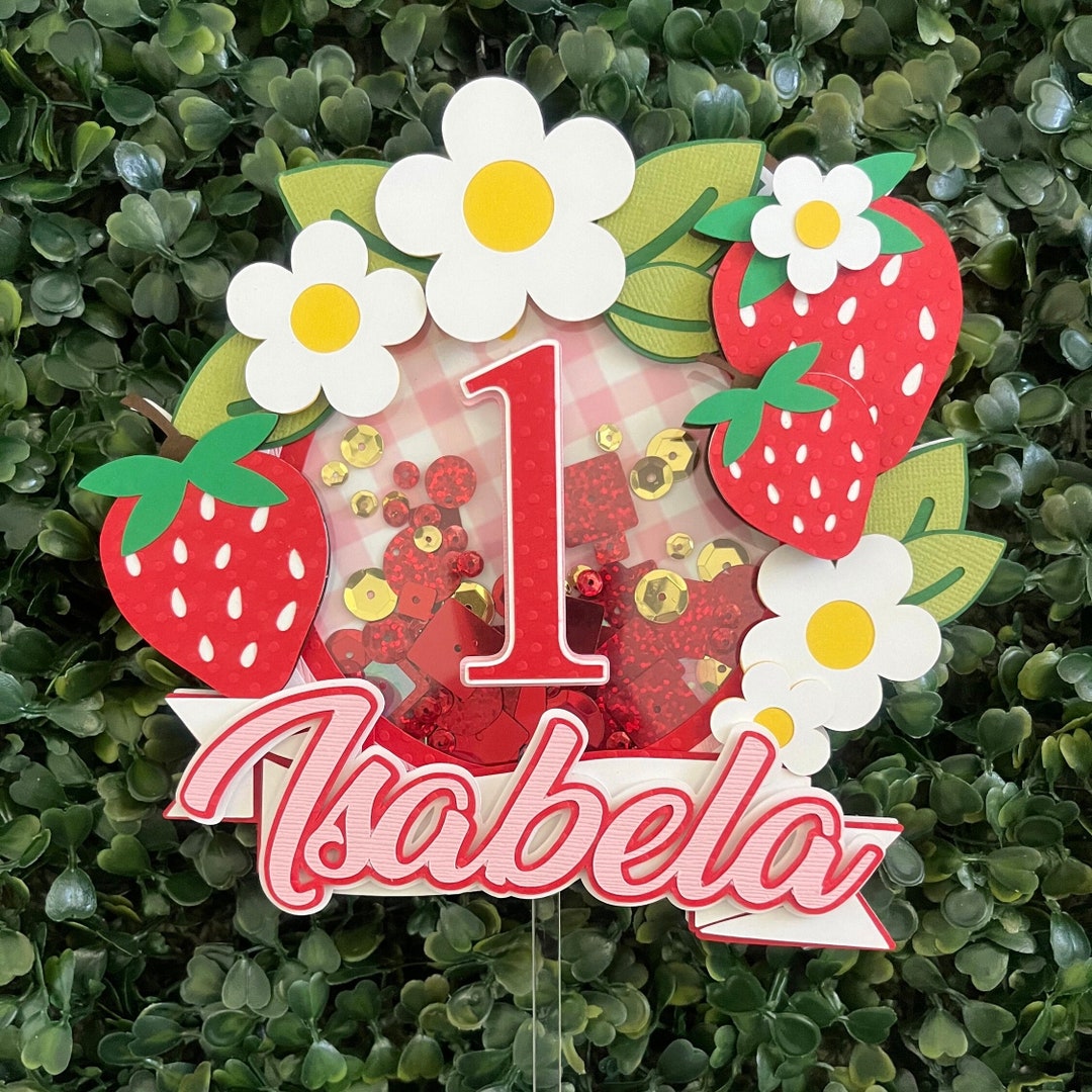 Strawberry First Birthday Shaker Cake Topper: Berry Sweet One - Etsy