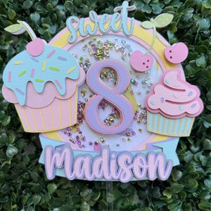 Cupcake Shaker Cake Topper: Personalized Birthday Party Decor