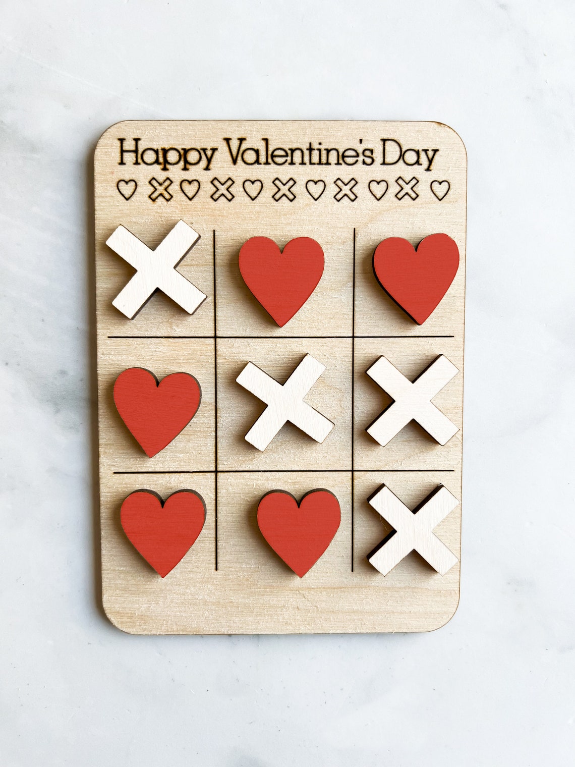 Wood Tic Tac Toe Game, Valentines Gift for Kids, Wooden Kids Game ...