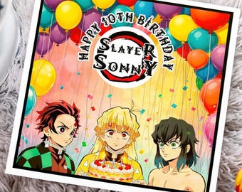 Personalised ~ Happy Birthday Card • Boy • Anime Character • Girl • Any Age • Son • Grandson • Goddaughter • Demon • Slayer • Celebration