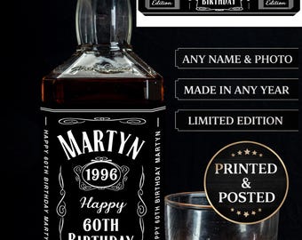 Personalised Whiskey Label (Self Adhesive) | Custom Birthday Whiskey Bottle Label | Any Name Year | Peel & Stick Gift for Him Her Original