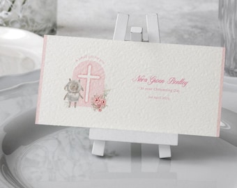 Personalised Christening Gift Card • Wallet for Cash or Voucher • Token Gift • New Baby • Baby Shower • Baby Boy • Baby Girl • Blue • Pink