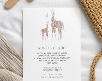 Personalised • Customised • GodParent Cards • Celebration • Girl • Boy • Godmother • Godfather • Christening • Baptism • GIRAFFE