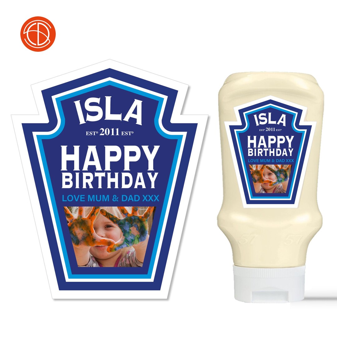 Personalised Mayonnaise Happy Birthday Photo Bottle Etsy UK