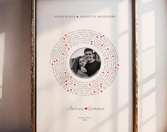 Customised | SONG LYRICS | Print | Our Song Personalised | Gift | Paper Anniversary |Music Wall Art | First Dance | Our Song | WEDDING